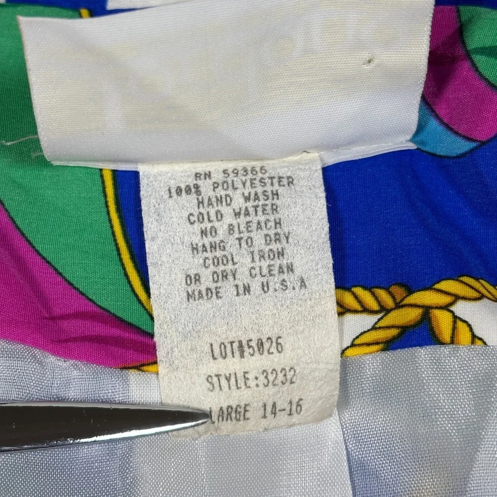 Vintage Jordana Blazer Women Large Blue Nautical Flag Striped Collar USA 80s 90s - Picture 5 of 8